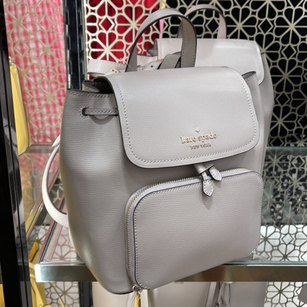 Kate Spade Darcy Flap Backpack Warm Taupe - Picture 3 of 16